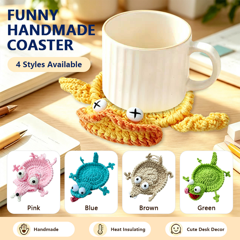 Coffee Tea Station - Cute Crochet Animal Coaster Handmade Knitted