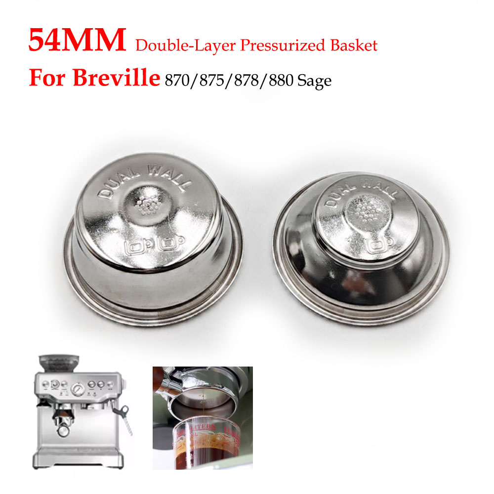Coffee And Tea Filter - 54mm Dual-Layer Pressurized Filter Basket (Dual/Single