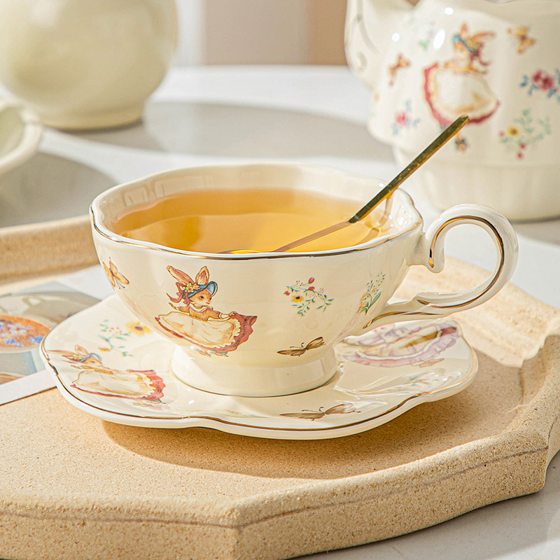 Coffee Tea English - English retro coffee cup and plate,Alice