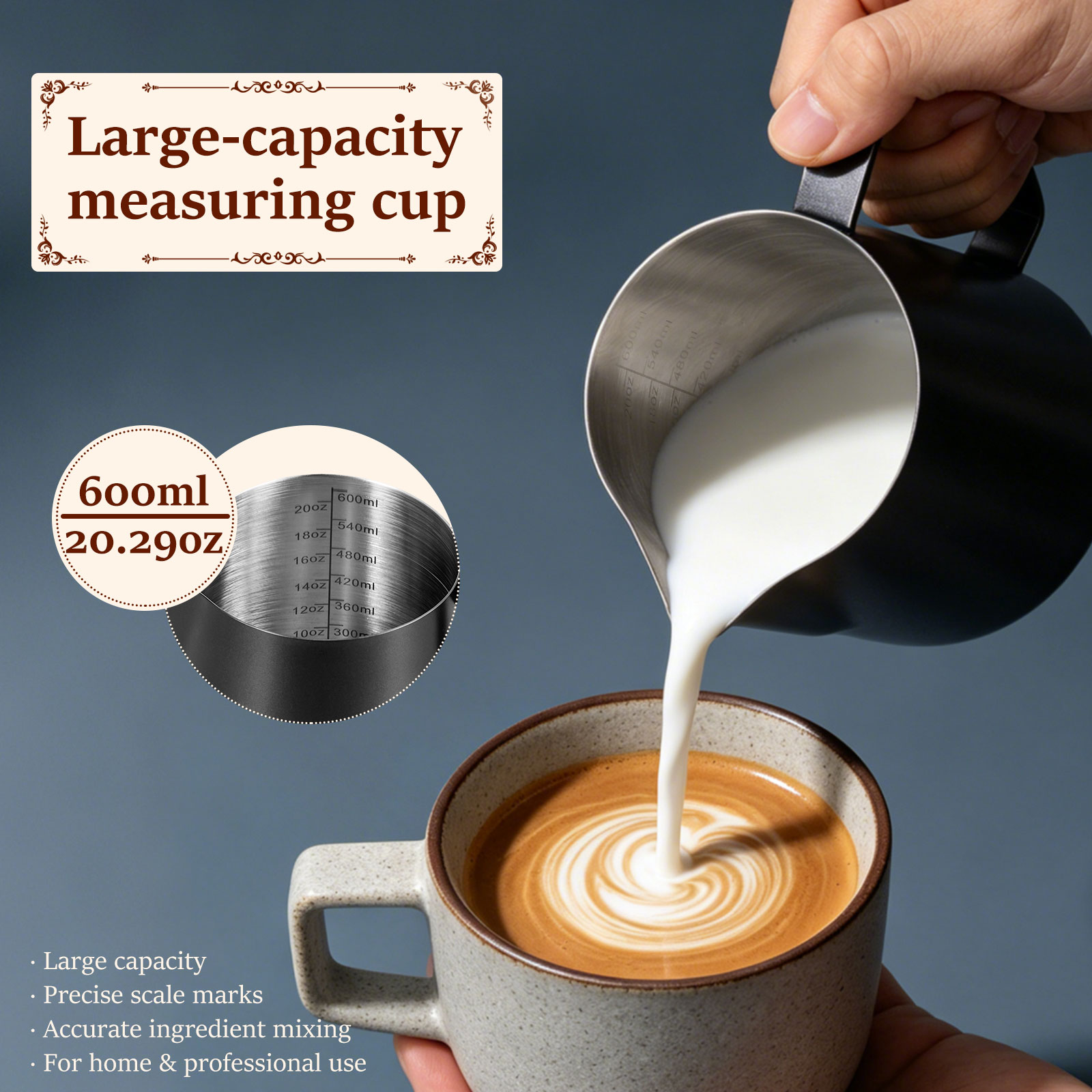 600ml Stainless Steel Milk Fro - đánh giá và giá Barista Milk Jug