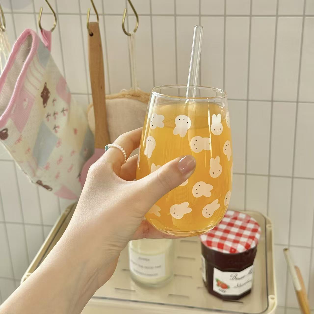 Cute Miffy Rabbit Printed Glas - đánh giá và giá Coffee Tea