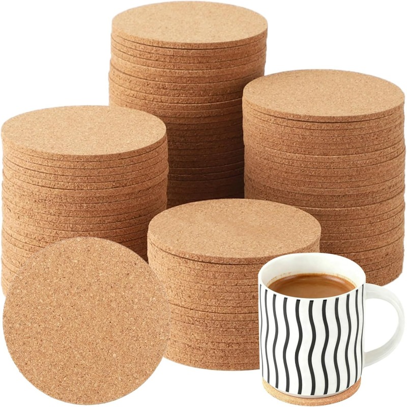 Natural Wooden Round Cork Coas - đánh giá và giá Coffee Tea Station