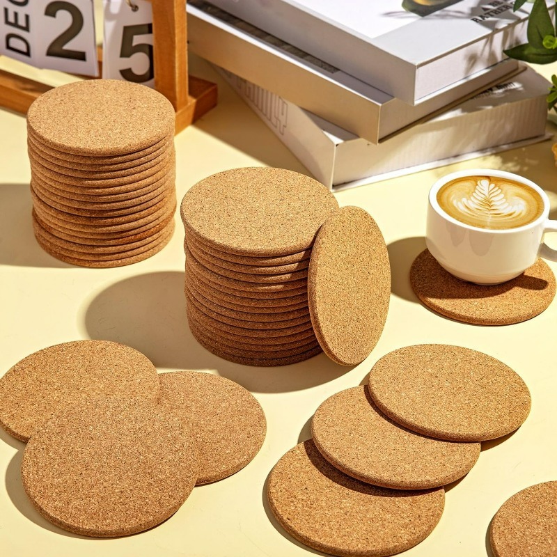 Natural Wooden Round Cork Coas - đánh giá và giá Coffee Tea Station