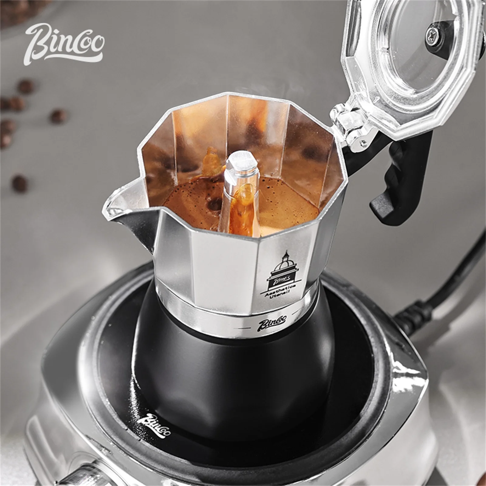 BINCOO Double Valve Moka Pot，E - đánh giá và giá Moka Pot Stove