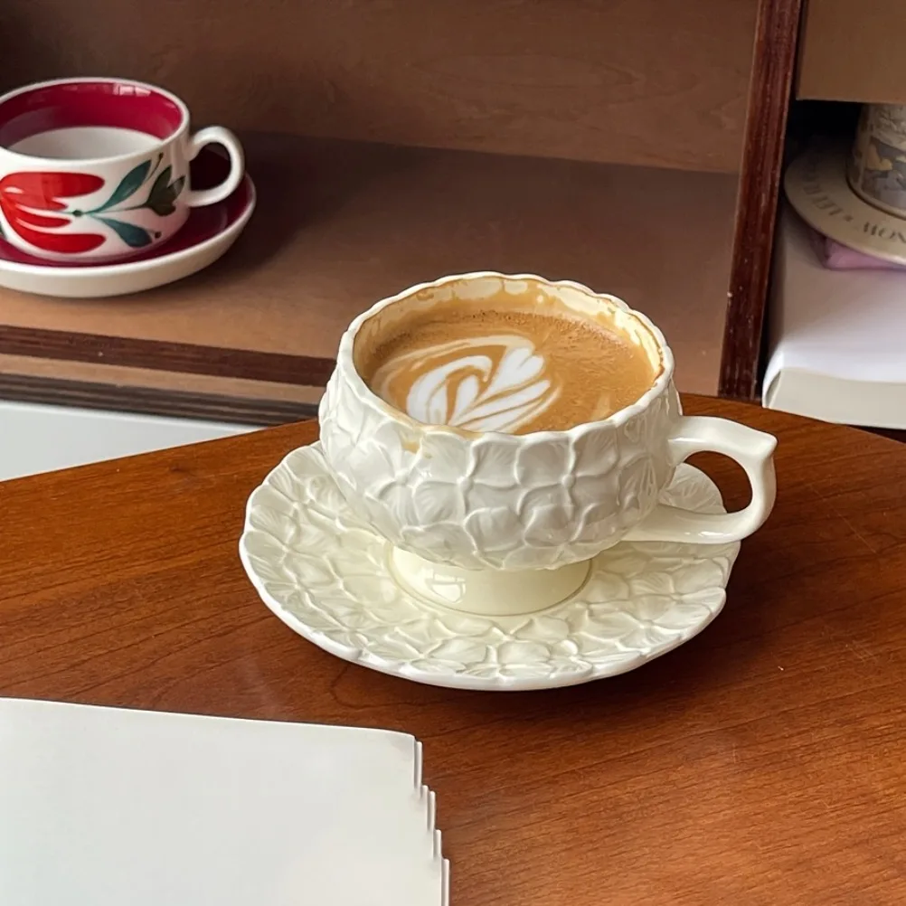 French Cream Relief Coffee Cup - đánh giá và giá Coffee Tea Flower