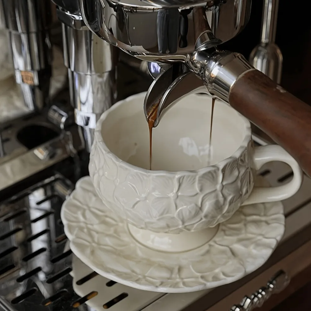 French Cream Relief Coffee Cup - đánh giá và giá Coffee Tea Flower