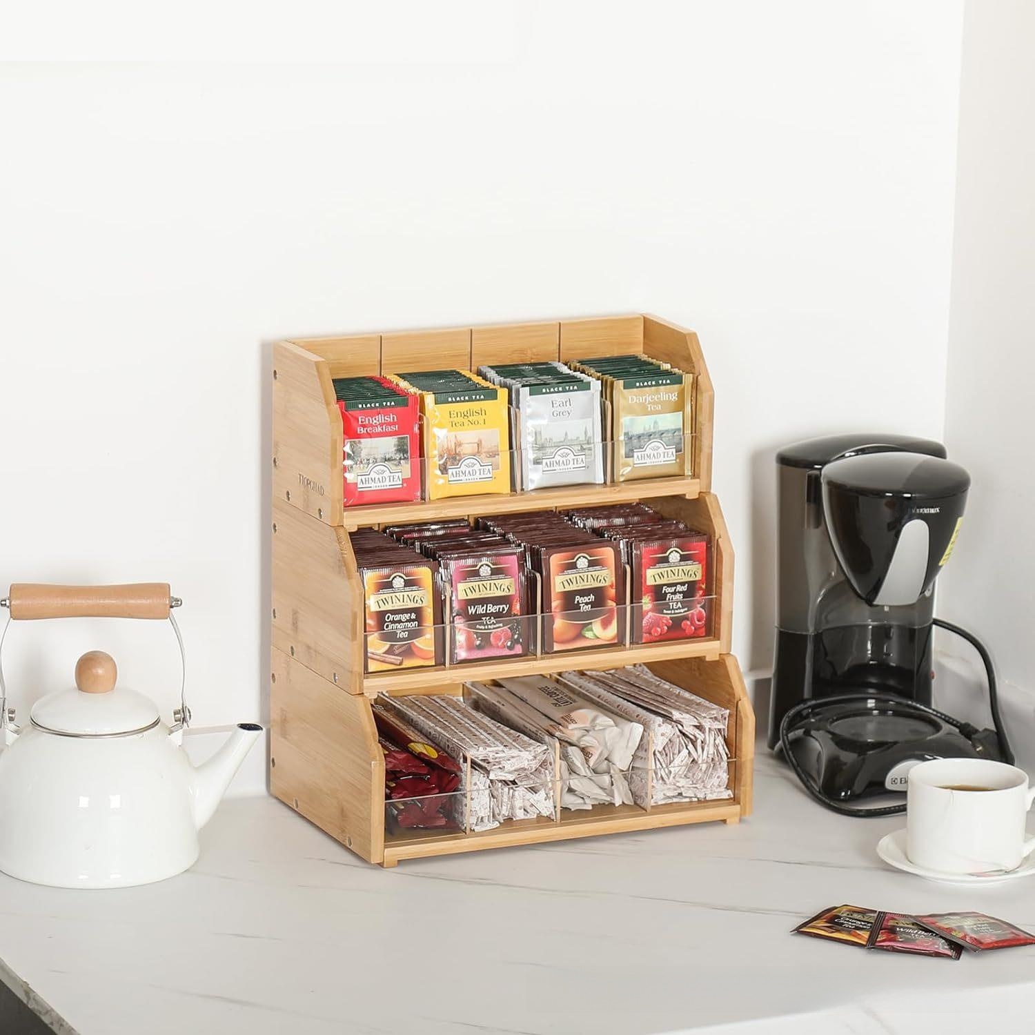 Bamboo Tea Bag Storage Box Thr - đánh giá và giá Coffee Tea Station