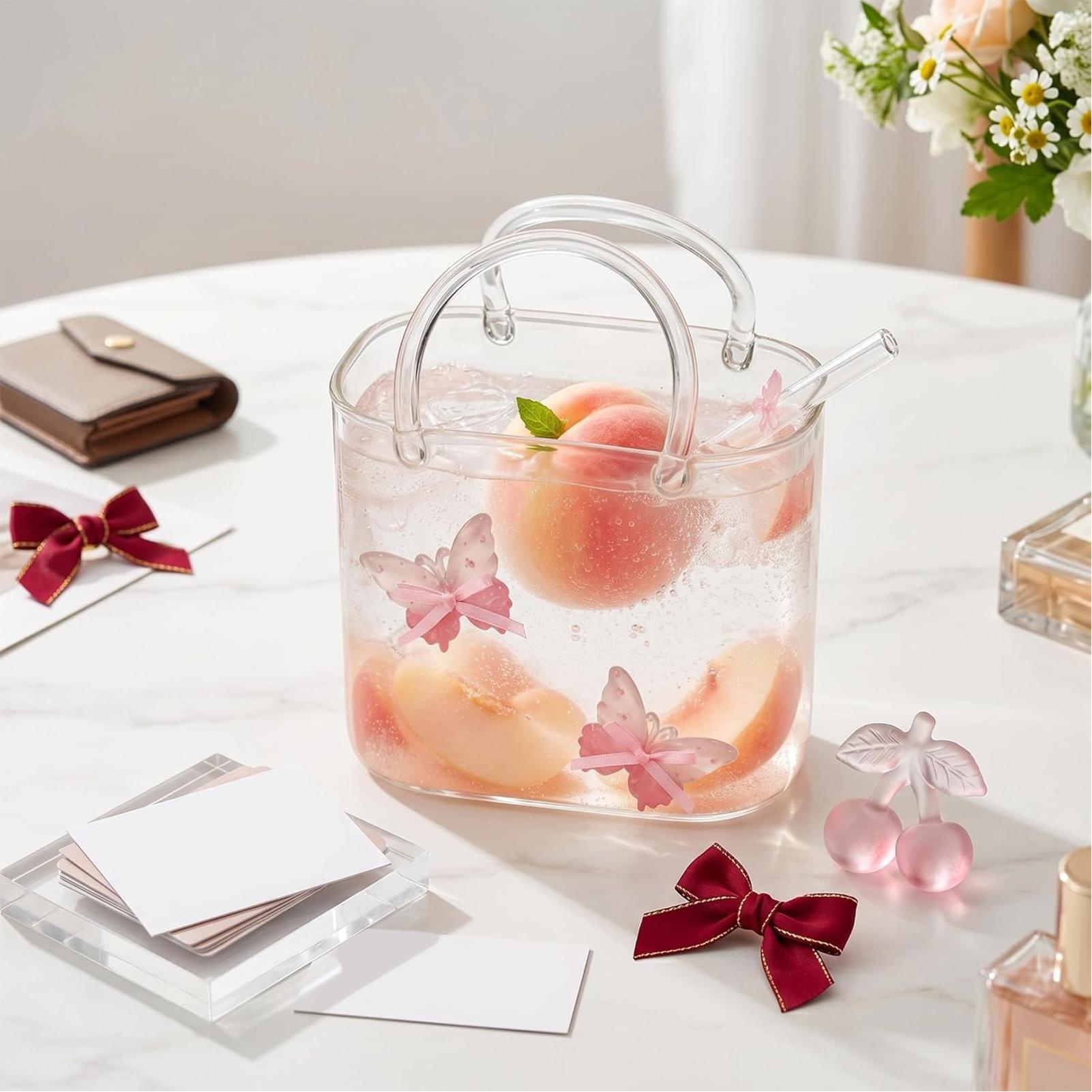 Purse Drinking Glass With Stra - đánh giá và giá Coffee Tea Flower