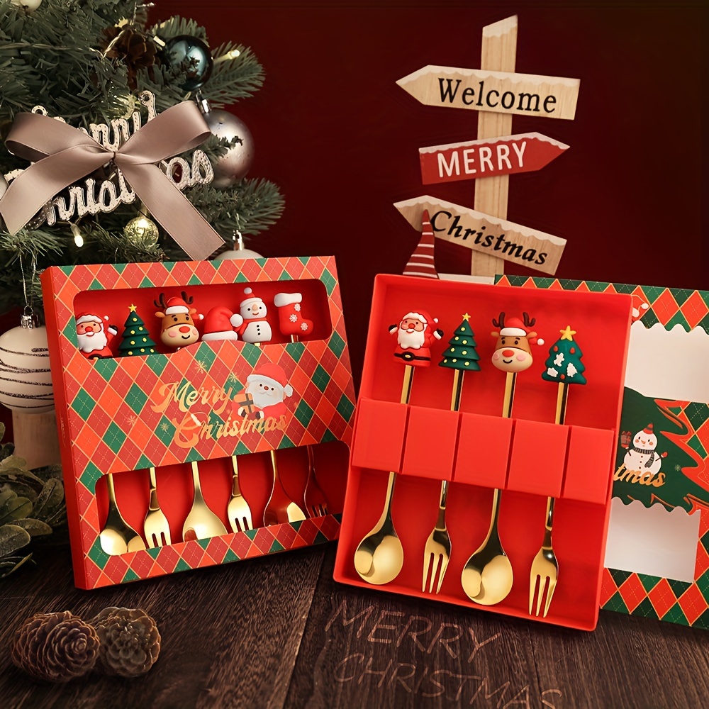1Set Creative Christmas Fork A - đánh giá và giá Coffee Tea Sugar Canister Set